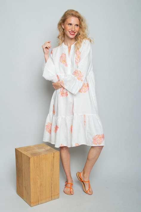Emily van den Bergh Leinenkleid Leaf - offwhite
