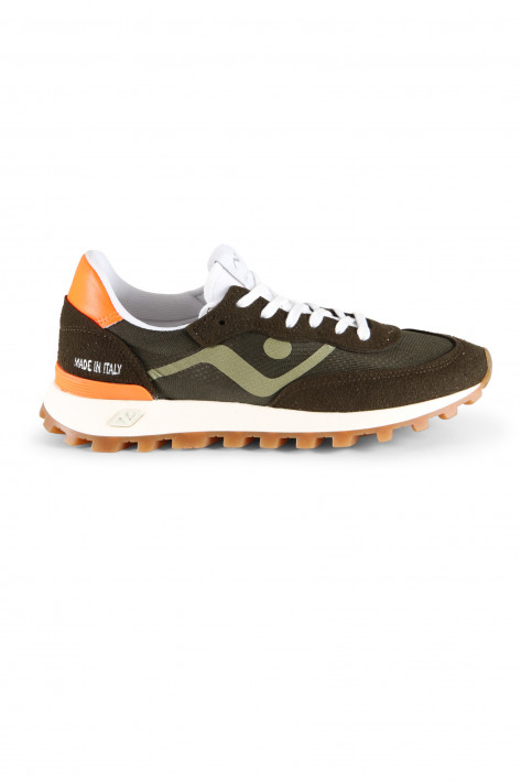 Nomad Society Sneaker VELOCE - army green/flua orange
