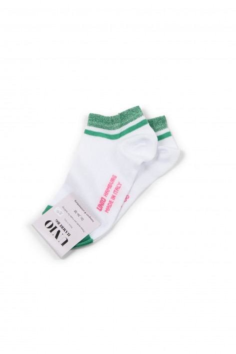 Unio Hamburg Socks Shorty Glitzi - white / green glitzi