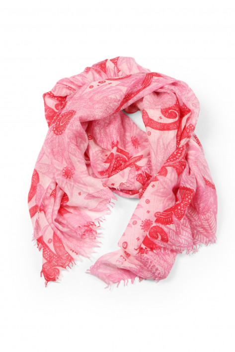 Hemisphere Schal INKE-BWB - rose/red/offwhite