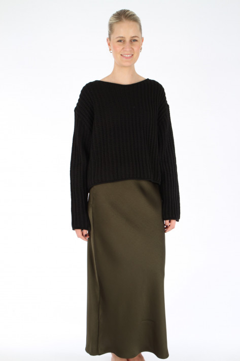Samsoe Samsoe Satin-Maxirock - deep forest / khaki