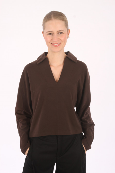 Drykorn Sweat mit Kragen DAFIRI - chocolate