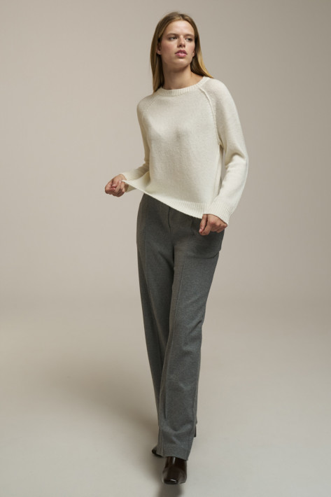 0039 Italy Flanellhose Diana - grey melange