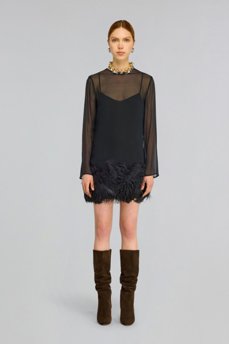 Semicouture Kleid Feder - black