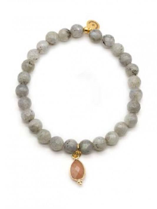 Schmückstück Armband Mala Single L - grün/grau