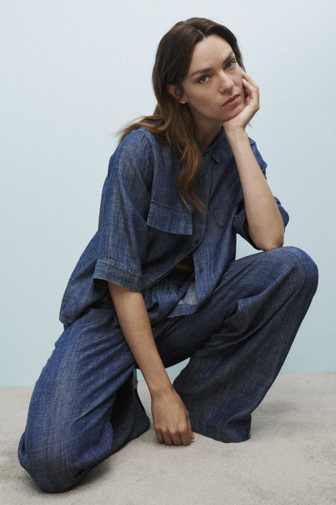 0039 Italy Bluse Bea - denimblue