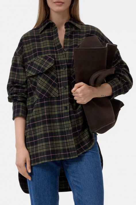 Closed Flanell Overshirt - schwarz/grün karriert