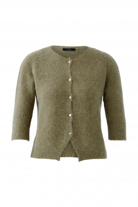 Oui Kurzarm Strickjacke - khaki