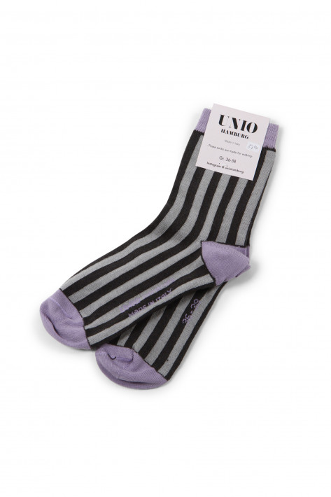 Unio Hamburg Socks Blockstripe - grey/lavender