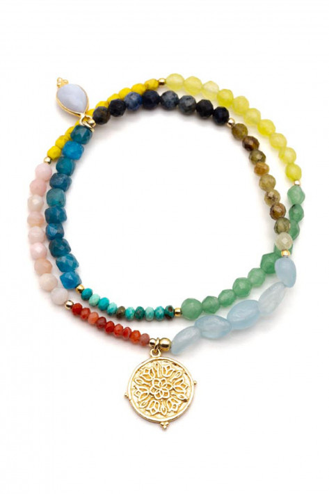 Schmückstück Armband Mala Twin Blue Pash