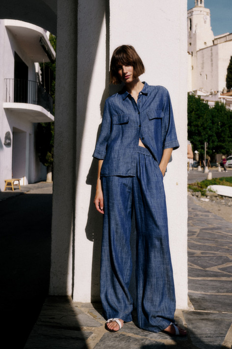 0039 Italy Denim Lyocell Schlupfhose TAMINA - blue