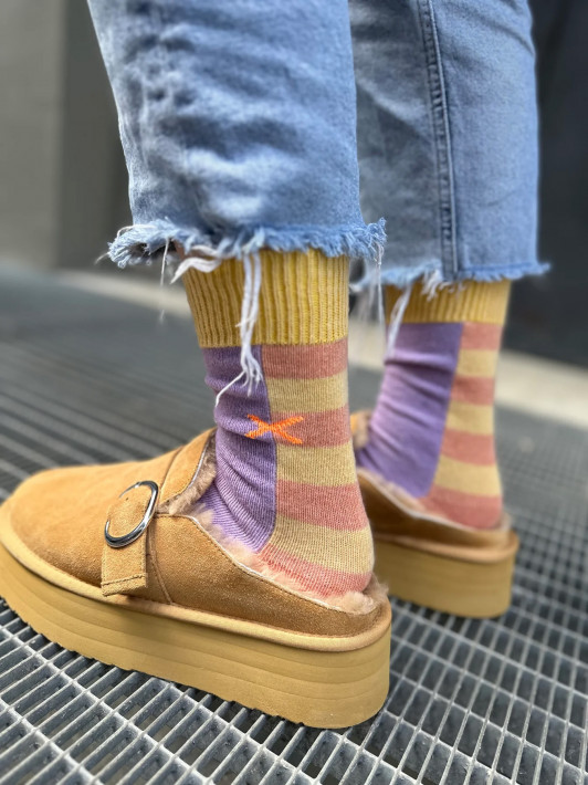 Unio Socken Cross - lavender/yellow/peach