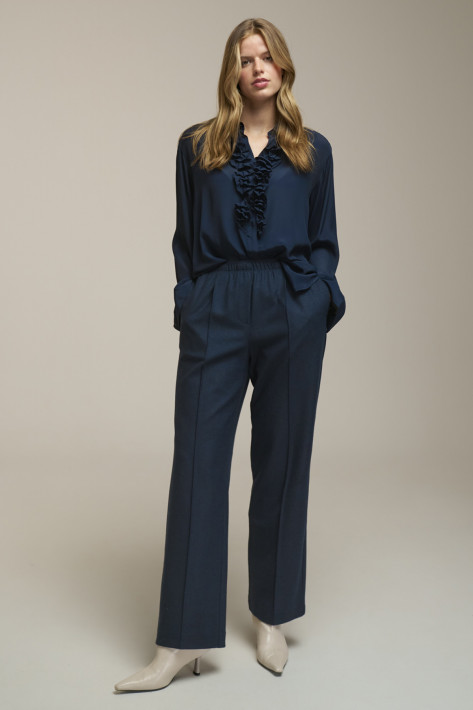 0039 Italy Uni Silky Blouse Jessi - darkblue