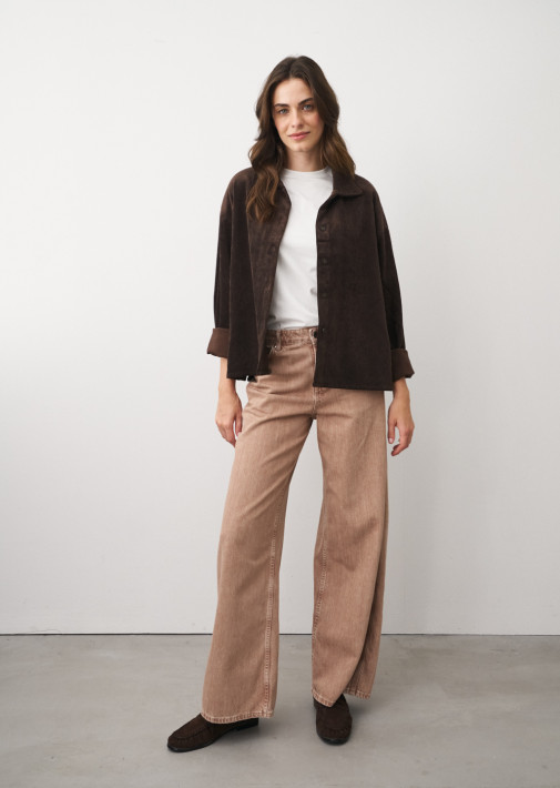 0039 Italy Cordbluse Dora - dunkelbraun