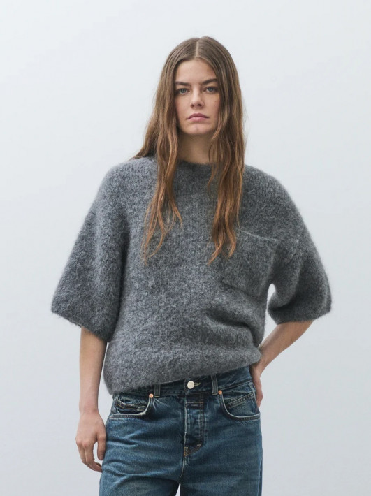 Closed Kurzarmpullover - grey mel.