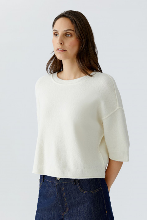 Oui Kurzarm-Pullover - offwhite