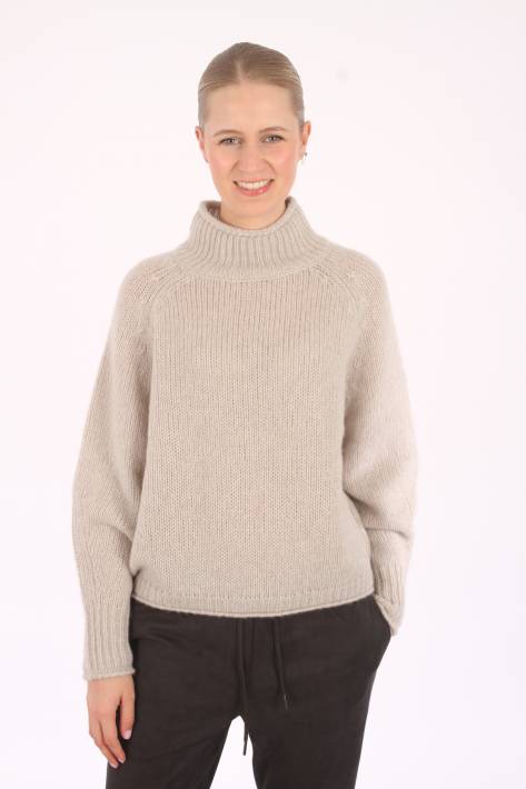 Hemiisphere H-Neck Cashmere-Seide-Pullover - forever taupe