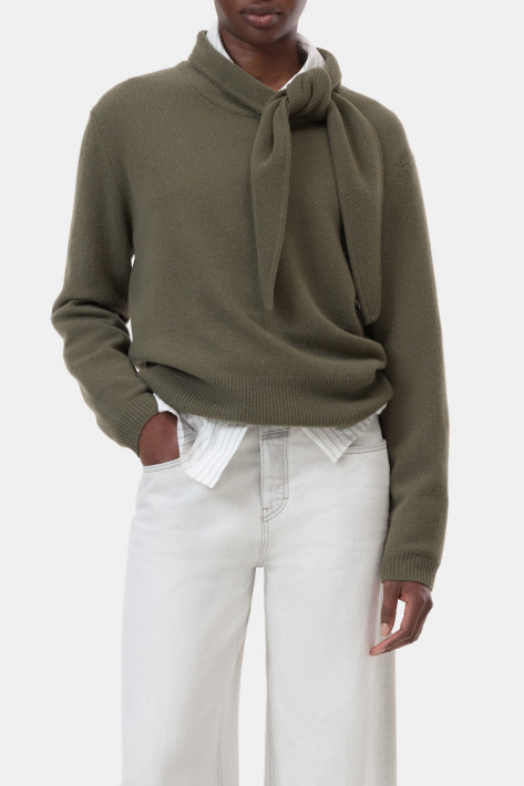 Closed Pulli Schalkragen - forest green