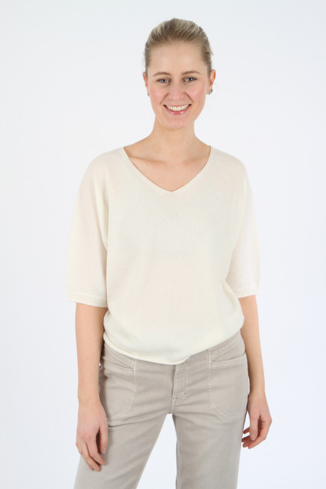 FFC Fashion V-Pulli kurzarm - stone/offwhite