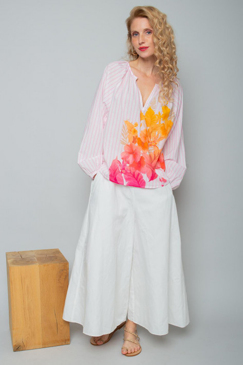 Emily van den Bergh Bluse Stripe Flower - rose stripe