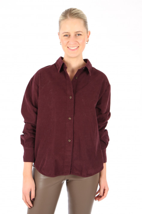 0039 Italy Cord-Hemdbluse Elsa - bordeaux