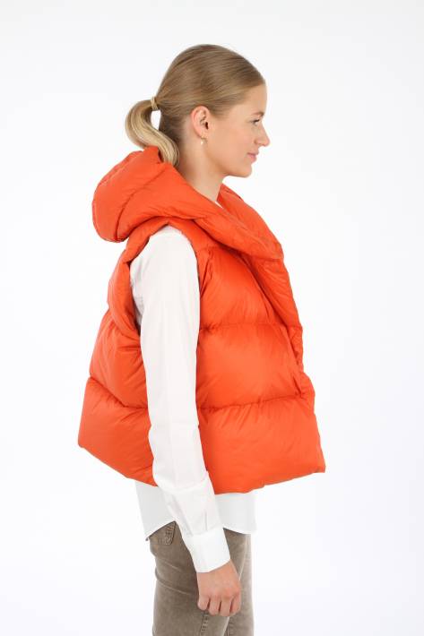 IQ Studio Hooded Short Puffer Vest - orange