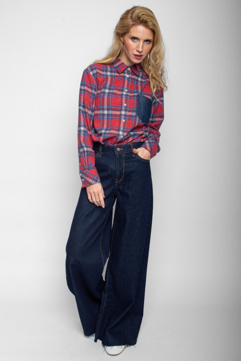 Emily van den Bergh Flanell-Hemdbluse - red/blue check