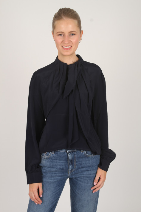 0039 Italy Seidenbluse Dorothea - darkblue