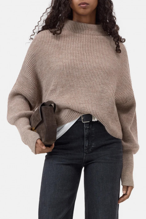 Closed Funnel Neck Pulli - hazel beige/taupe