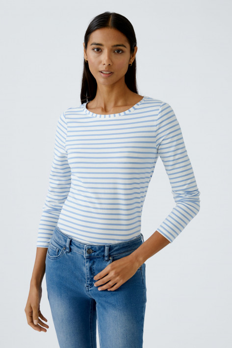Oui Longsleeve - striped lightblue white