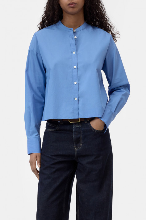 Closed Bluse A-line - moonleaf blue