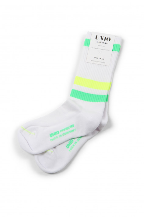 Unio Hamburg Socks New Tennis - white/neon green/neon yellow