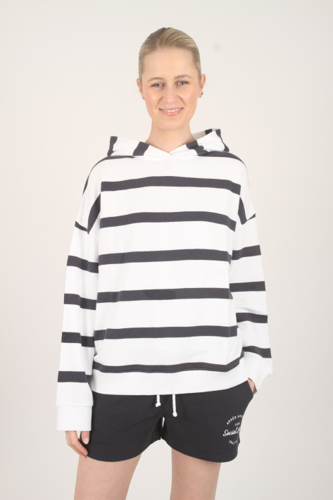 Juvia Fleece Hoodie Amica striped - navy/white