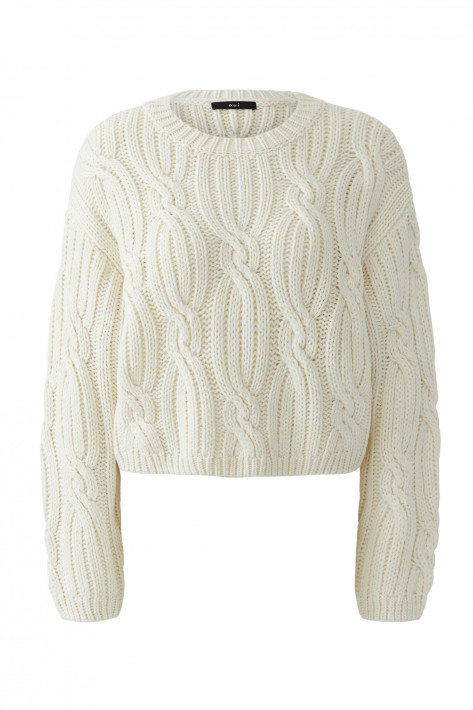 Oui Zopf-Pullover - creme