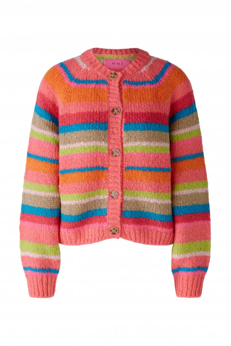 Oui Cardigan Stripe - pink bunt