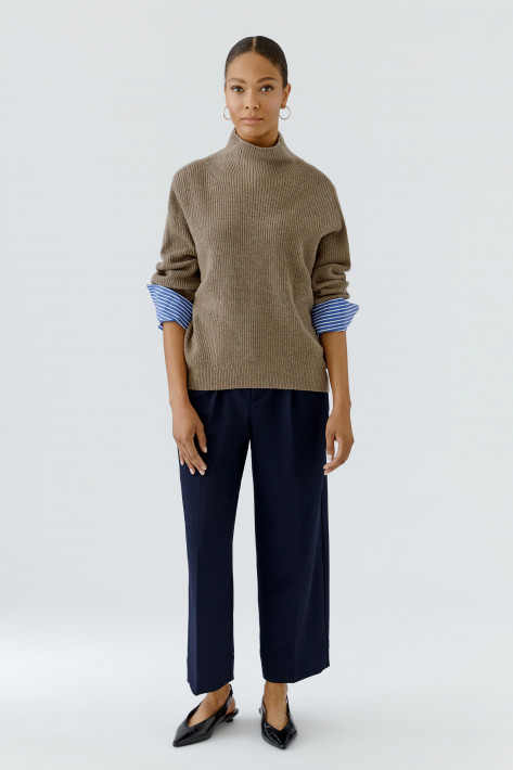Oui Bundfaltenhose - darkblue