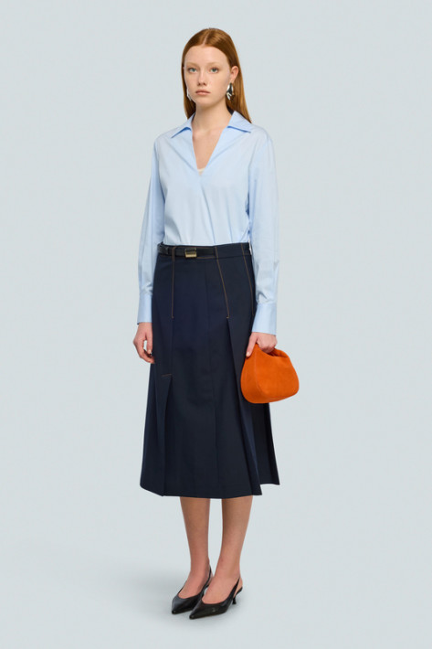 Semicouture V-Bluse - light blue