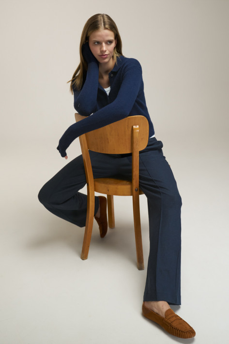 0039 Italy Flanellhose Diana - dark blue