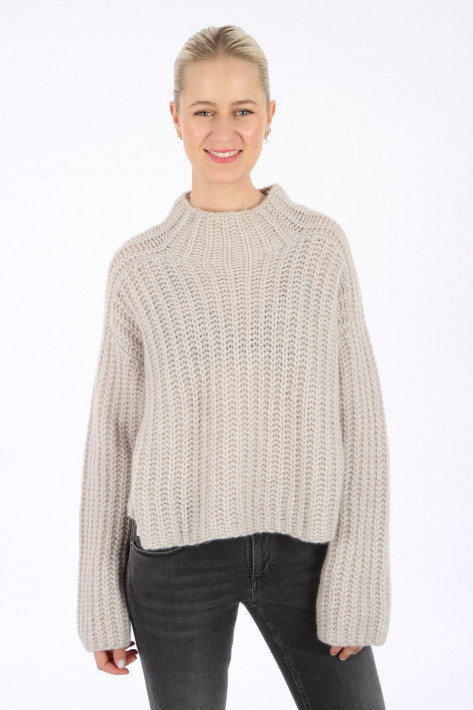 Hemisphere Cashmere -Pulli H-Neck 3gg ribbed - chrystal sand