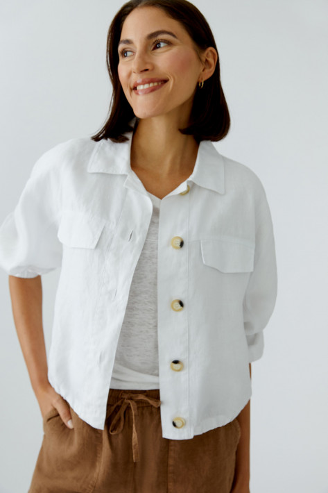 Oui Leinen-Jacke - white