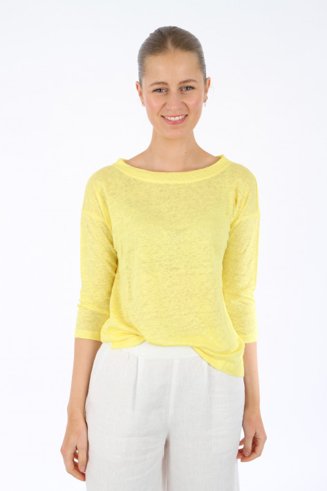 Oui Leinen-T-Shirt - yellow