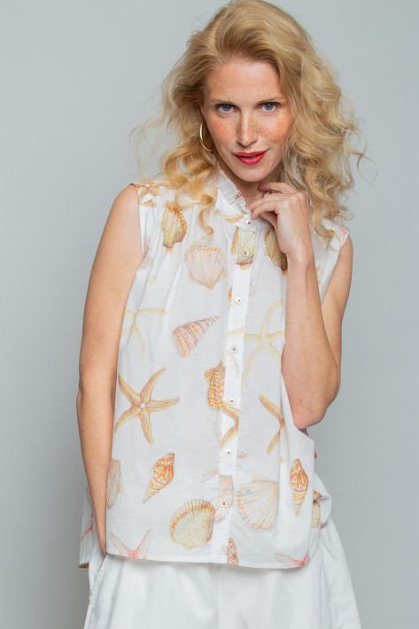 Emily van den Bergh Blusen-Top - ecru multi shells