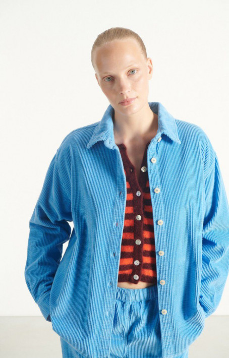 American Vintage Cordbluse PADO - light blue