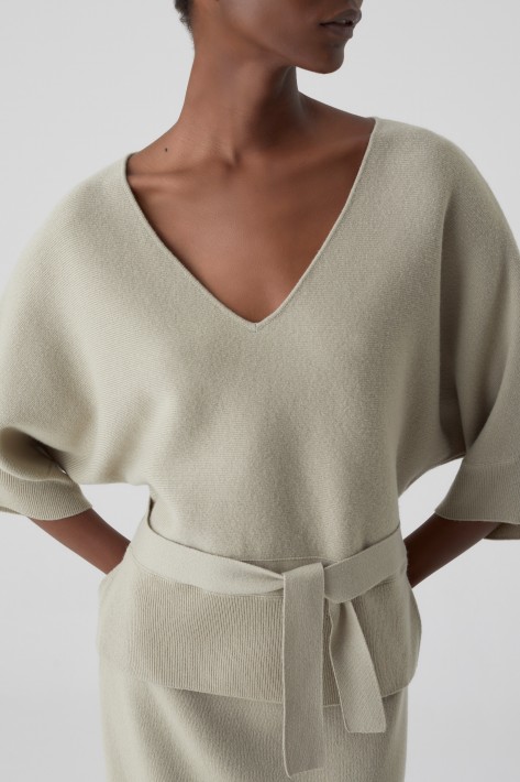 Closed Short Sleeve Wrap - taupe