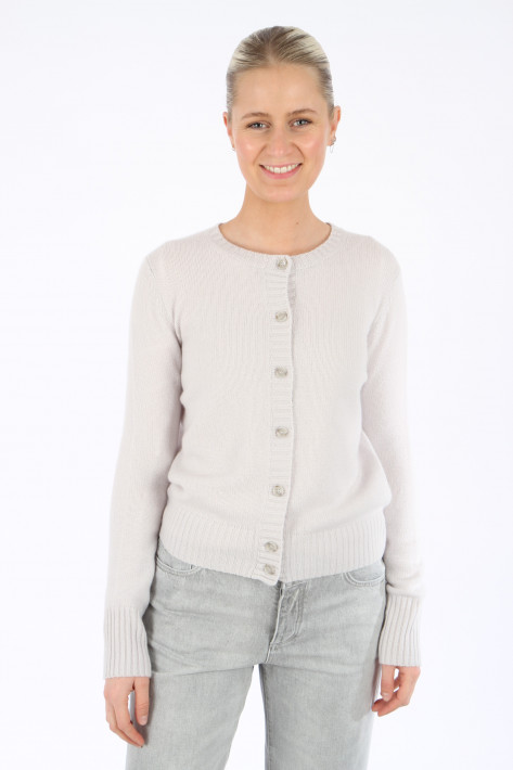 Allude Cashmere Rd-Cardigan - stone