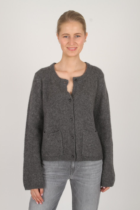 Allude Cashmere-Seide Cardigan Taschen - anthra
