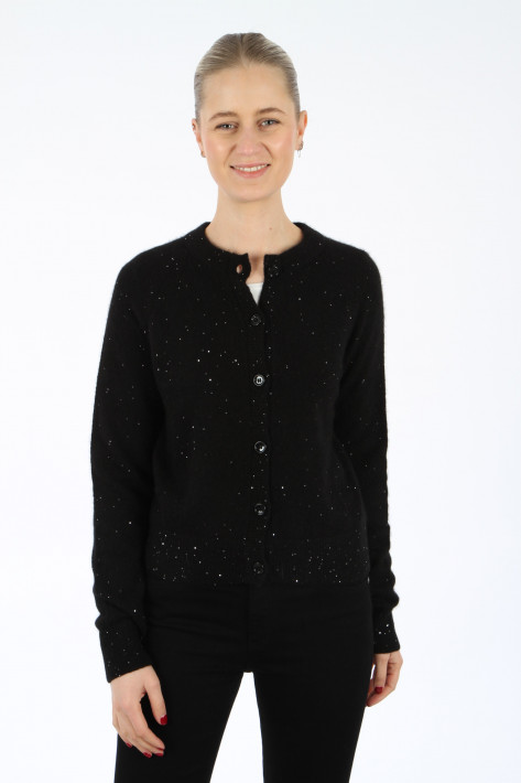 Allude Cashmere-Cardigan Glitzer - black
