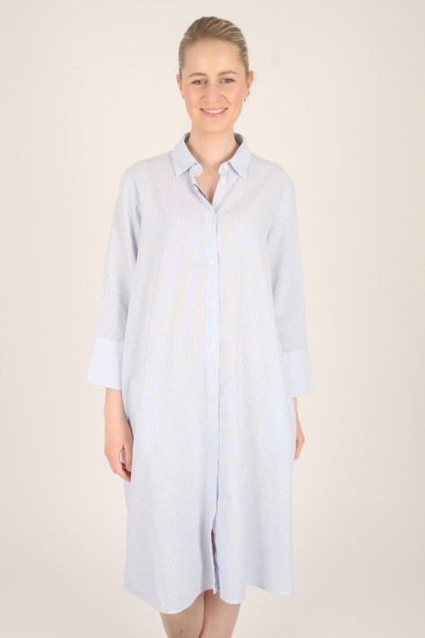 Fil Noir Leinenkleid AURELIA Stripe - lightblue