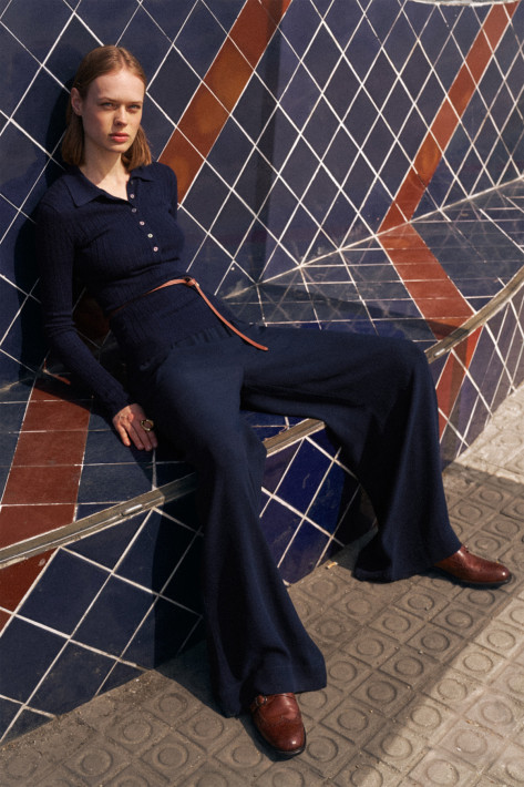 0039 Italy Tamina crepe pant-dunkelblau