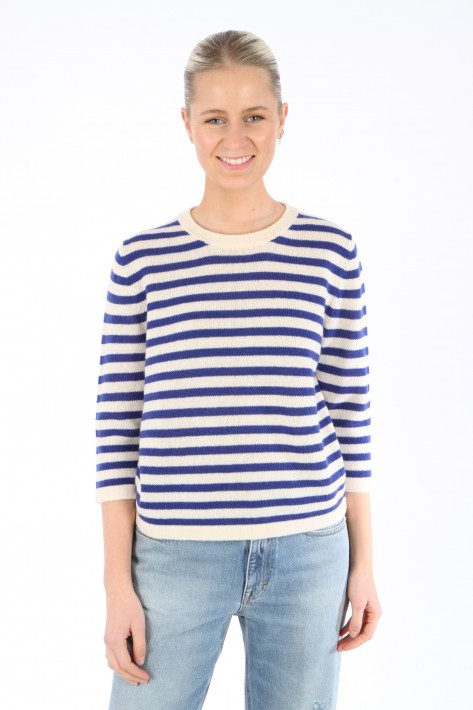 Allude Pullover Streifen - creme/blau